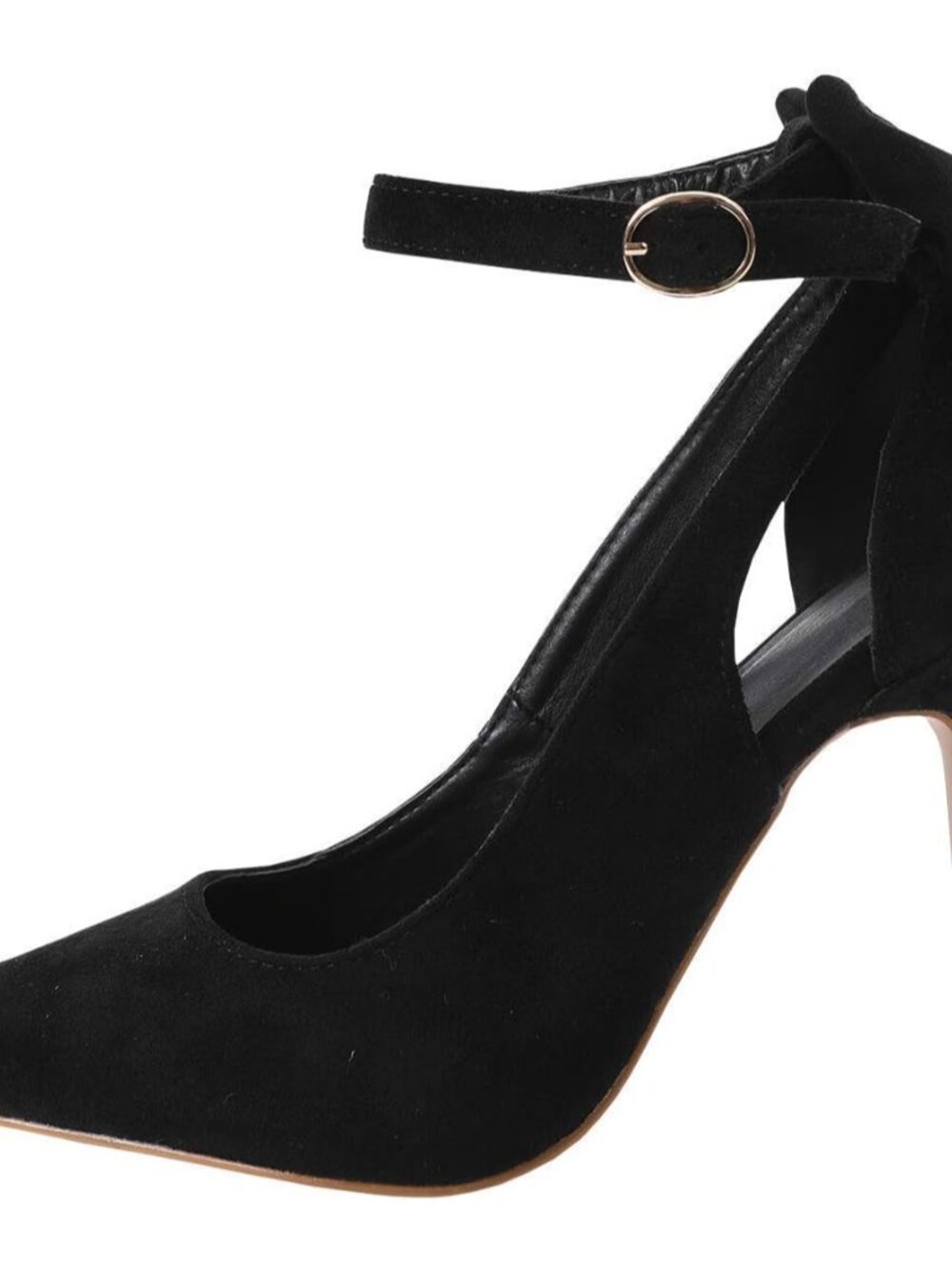 Women's Pointed Toe High Heels Ankle Strap D'Orsay Pumps Shoes Bow Wedding Bowti - Picture 4 of 5